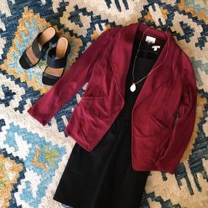 Red cotton relaxed blazer